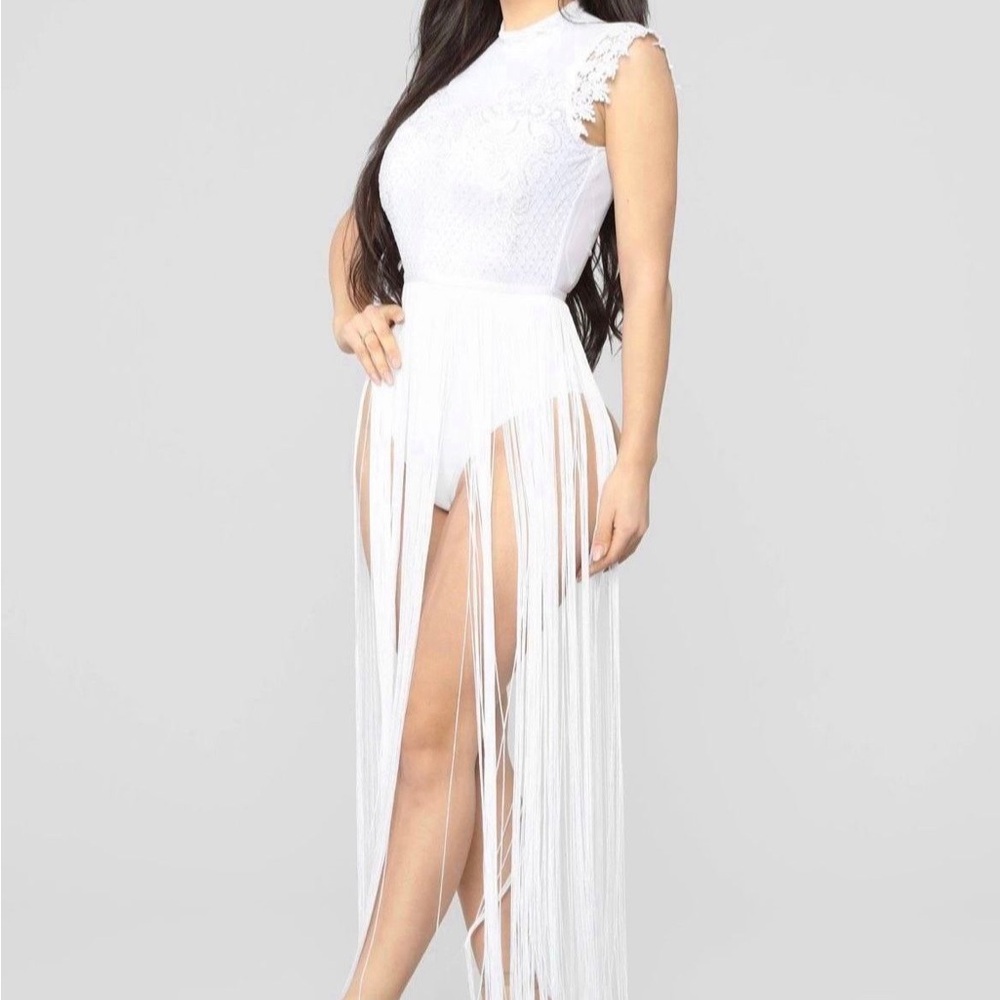 Fashion Nova White Fringe Dress